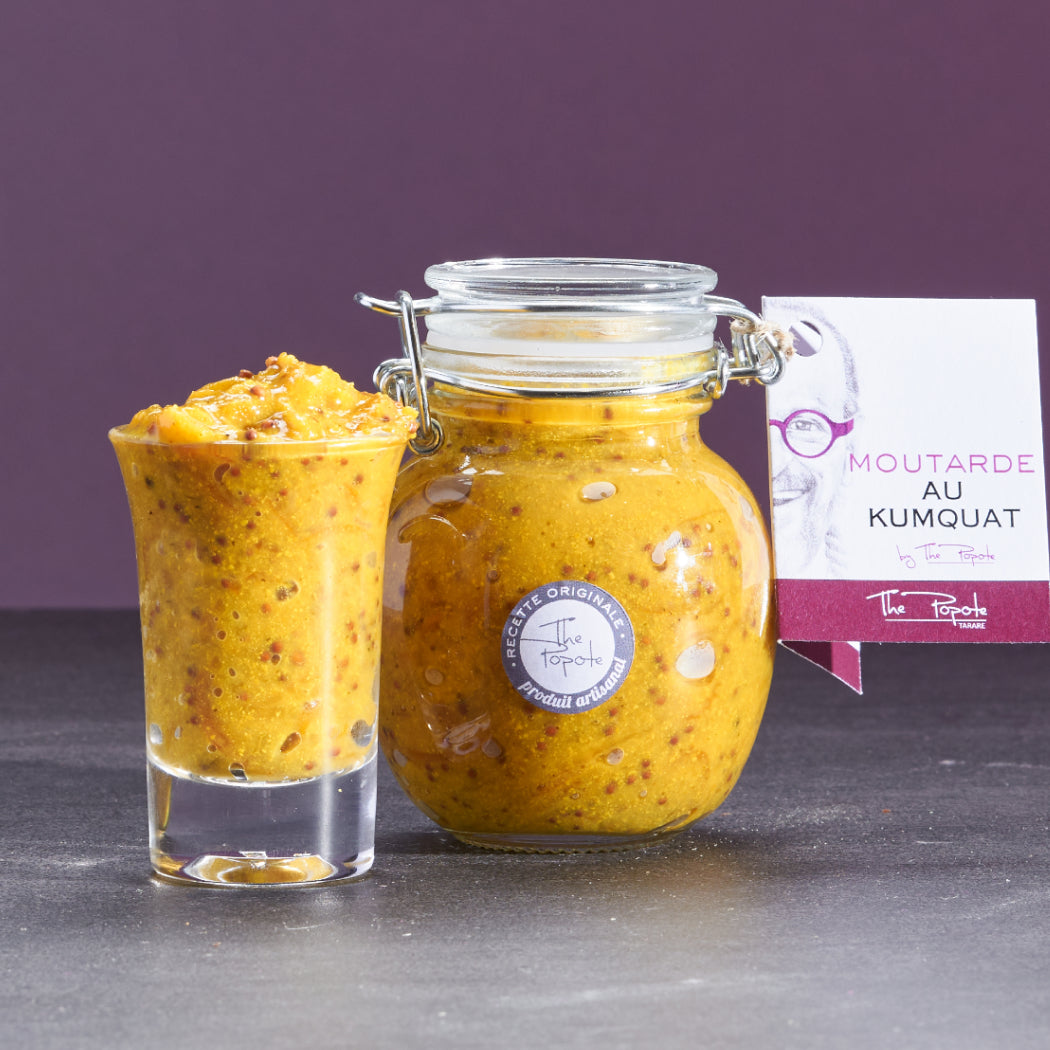 Sweet Artisanal Mustard with Kumquat, in a jar