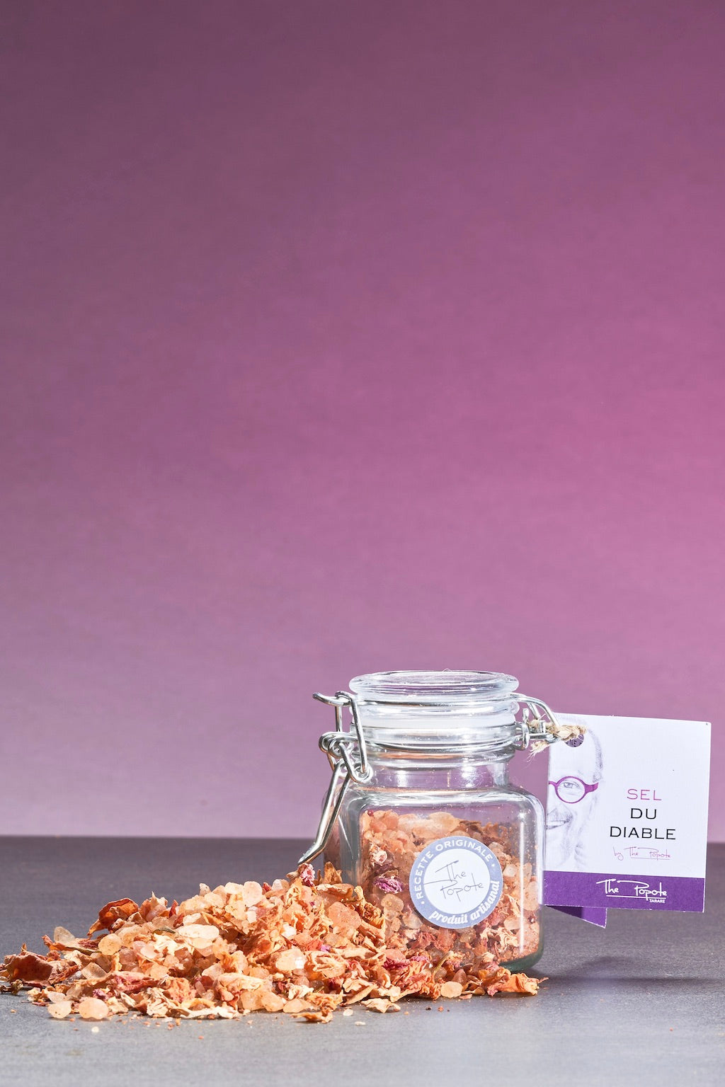 Artisan Table Salt flavored with Chili Pepper and Rose, Jars and Retail