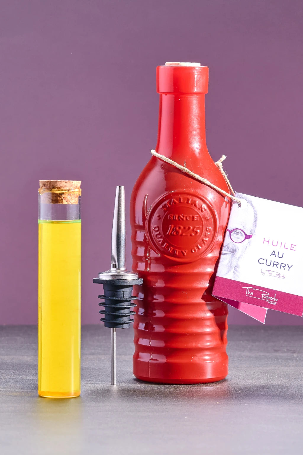 Huile de Tournesol Bio Culinaire Parfumée au Curry Doux, en bouteille